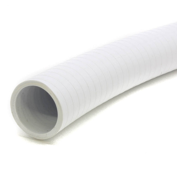 Flexible PVC décor annelé, semi-lisse, blanc chromé, 1,5m FF1/2